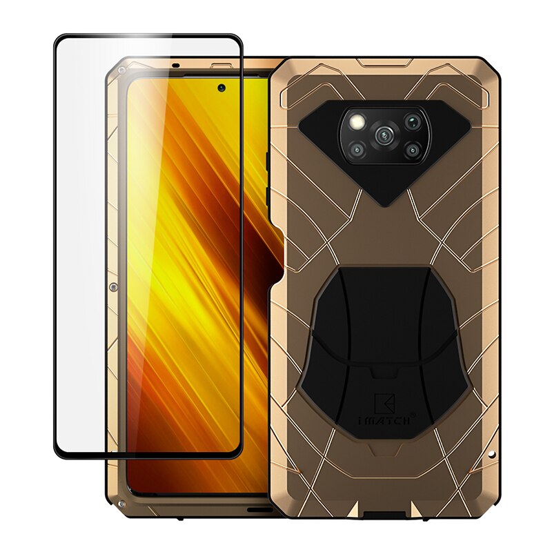 Case For Xiaomi POCO X3 Pro NFC F2 Pro Tempered Glass Heavy Duty Protection Armor Shockproof Hard Aluminum Metal Cases