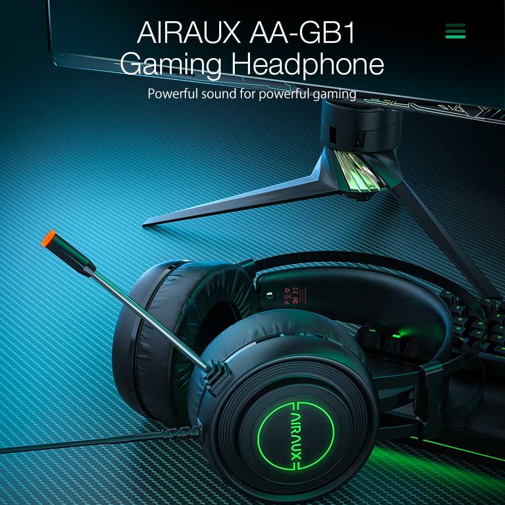 AIRAUX AA-GB1 USB Gaming Headphone Virtual 7.1 Super Bass Earphone RGB Light HIFI Headset with HD Mic for PC Gamer
