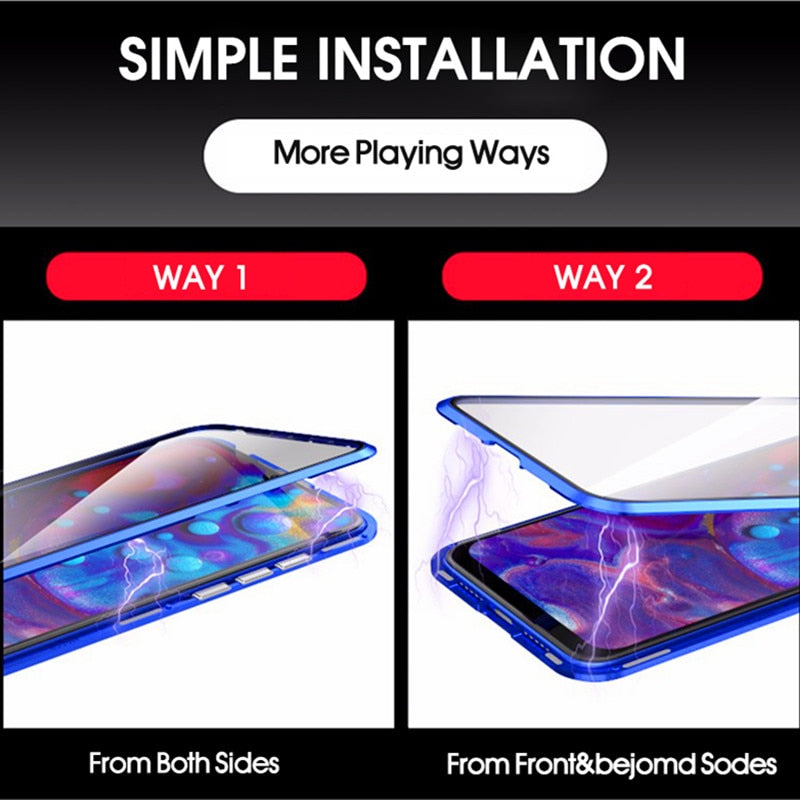 360 Full Protection Flip Magnetic Double Side Glass Case For Xiaomi Mi 8 9 SE 9T 10T 10 Pro CC9E 11 Lite A3 Poco M3 F3 Cover