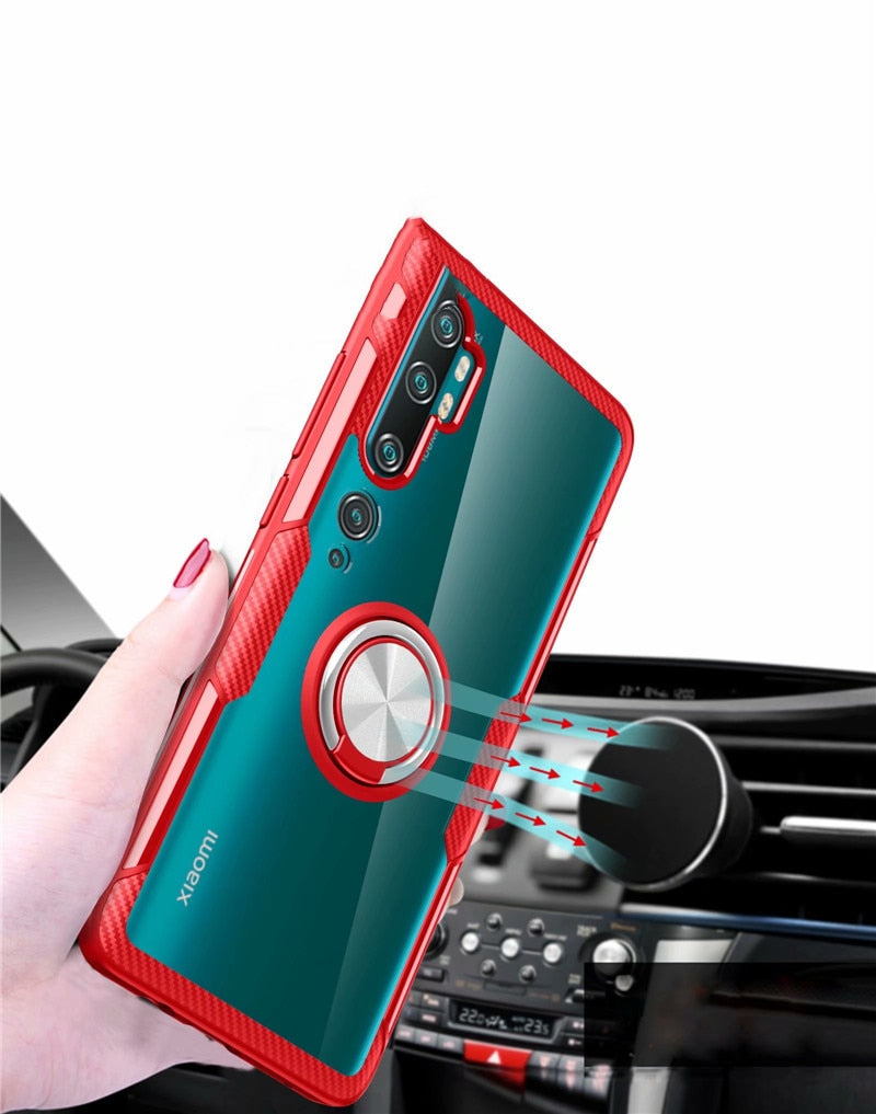 For Xiaomi Mi Note 10 Mi10 Pro Case Car Magnetic stand Holder Case for Xiaomi CC9 Pro Transparent Clear Glass Back Cover