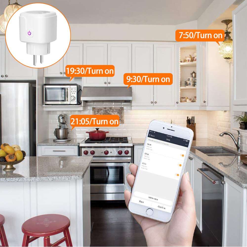 WIFI smart plug 16A EU WiFi Socket With Timing APP Control,Compatible Alexa Google Home