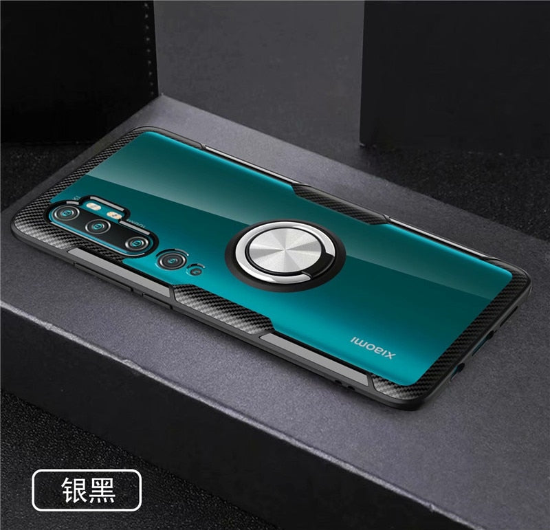 For Xiaomi Mi Note 10 Mi10 Pro Case Car Magnetic stand Holder Case for Xiaomi CC9 Pro Transparent Clear Glass Back Cover