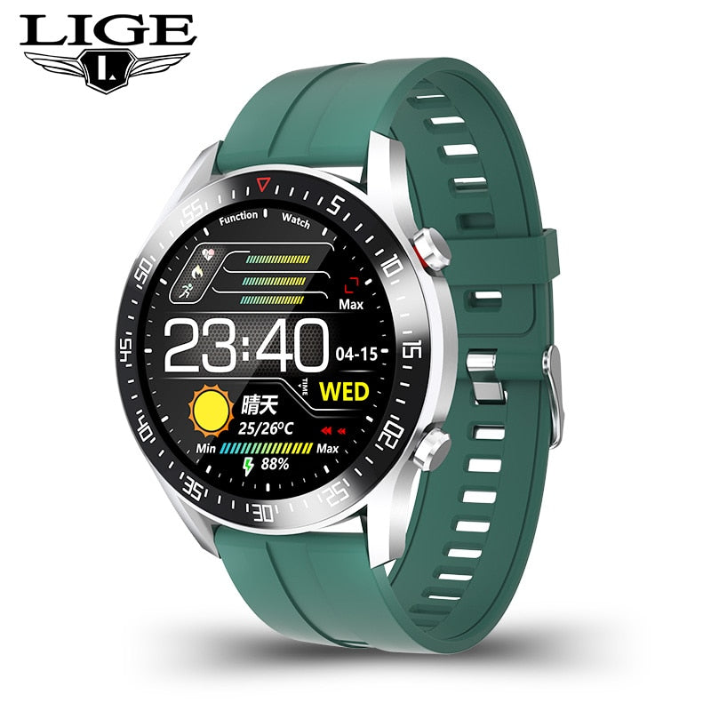 LIGE 2021 Fashion Full Circle Touch Screen Mens Smart Watches IP68 Waterproof Sports Fitness Watch Luxury Smart Watch for men