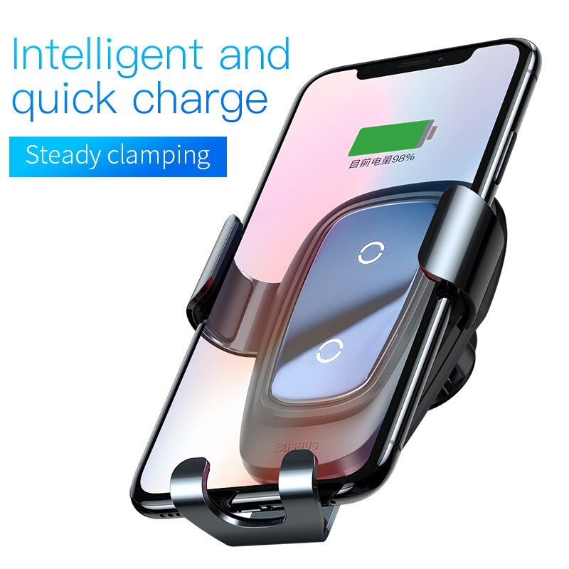 Baseus Qi Wireless Charger Car Phone Holder For iPhone Samsung Huawei Air Vent Mount Phone Car Holder Stand Bracket Car Accesori