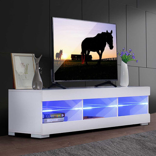 Living room furniture TV unit with LED lights and storage drawers