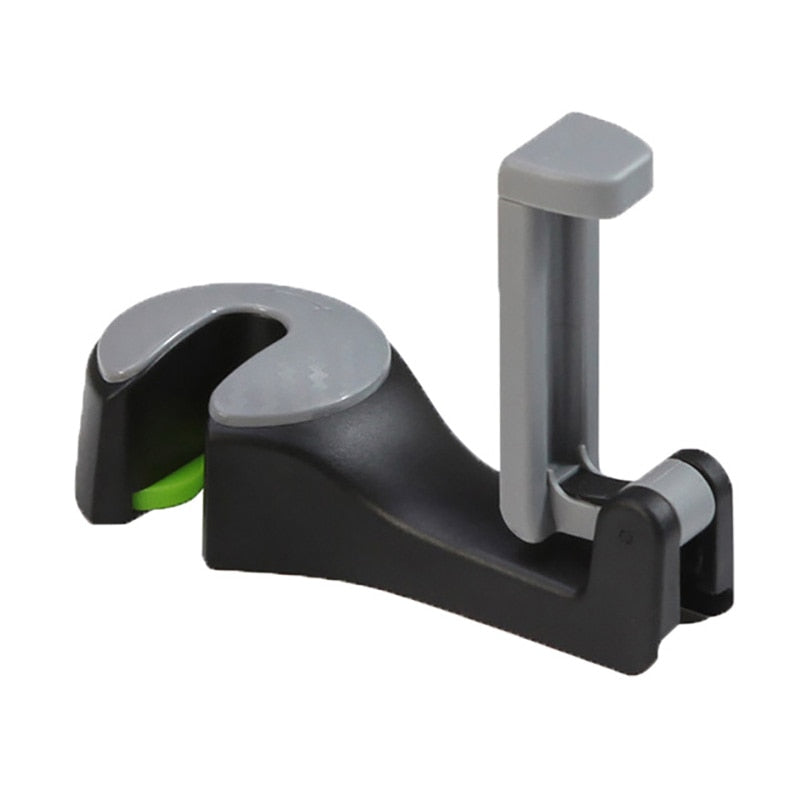 2 in 1 Car Headrest Hook with Phone Holder Seat Back Hanger for Bag Handbag Purse Grocery Cloth Foldble Clips Organizer