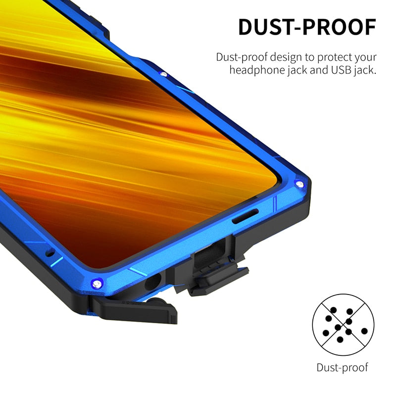 Case For Xiaomi POCO X3 Pro NFC F2 Pro Tempered Glass Heavy Duty Protection Armor Shockproof Hard Aluminum Metal Cases