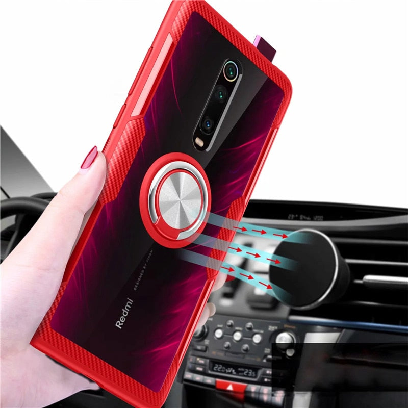 For Xiaomi Mi9T Mi 9T Redmi K20 Pro Mi 10T 11 11i 11X 12 12X 12S Magnetic Ring Clear Cover for Pocophone Poco X3 NFC M3 F3 Case