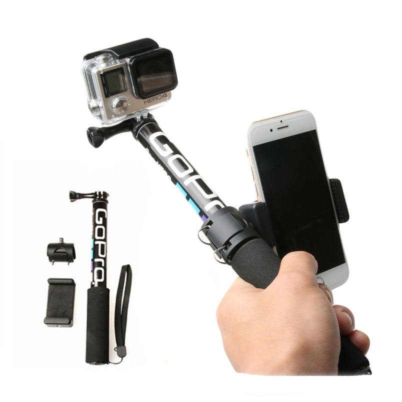 Self Selfie Stick Handheld Extendable Pole Monopod Phone Holder Adapter for Go Pro HERO 9 8 7 10 Xiaoyi 4K SJCAM Accessories