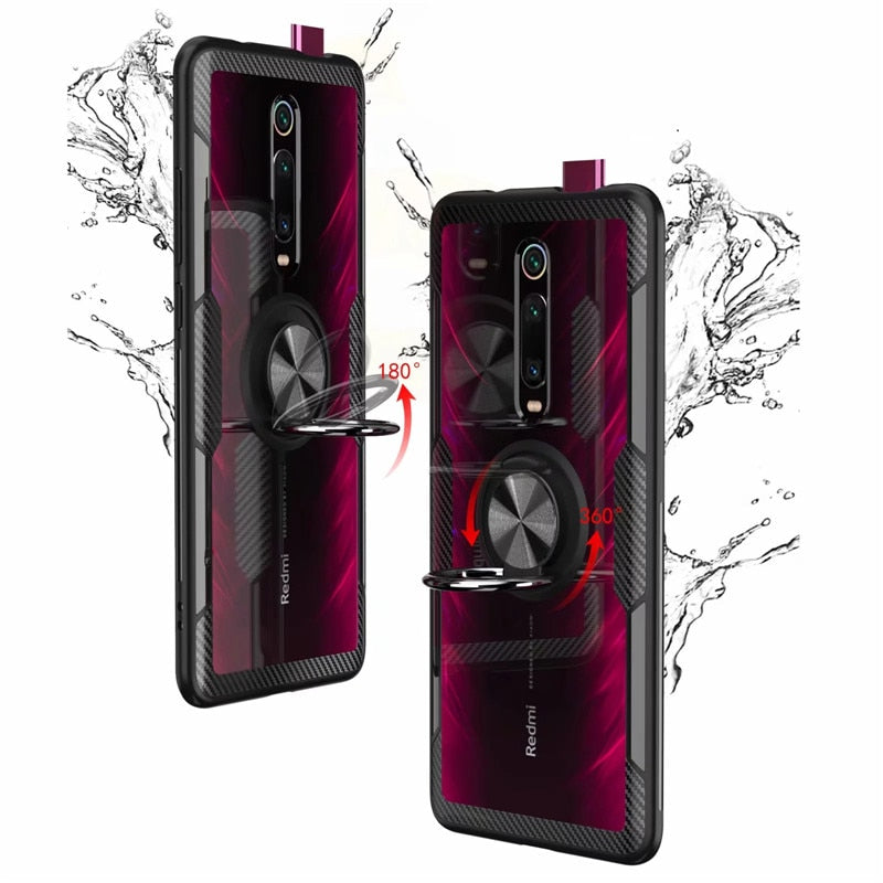 For Xiaomi Mi9T Mi 9T Redmi K20 Pro Mi 10T 11 11i 11X 12 12X 12S Magnetic Ring Clear Cover for Pocophone Poco X3 NFC M3 F3 Case