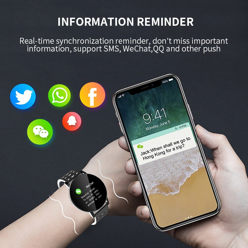 SHAOLIN Smart Bracelet Heart Rate Smart Watch Man Wristband Sports Watches Band Smartwatch Android With Alarm Clock