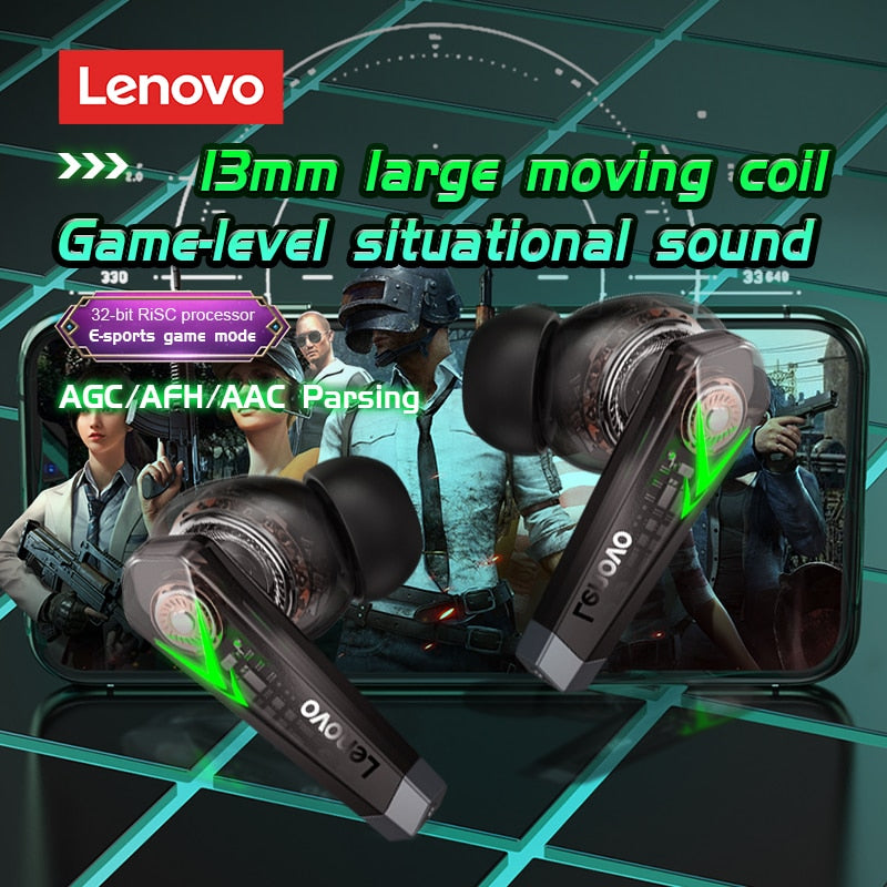NewOriginal Lenovo Wireless Earphone TWS Gaming Earbuds Bluetooth5.0 Low Latency Sports Headset with Mic HIFI 3D Stereo Bass LP6