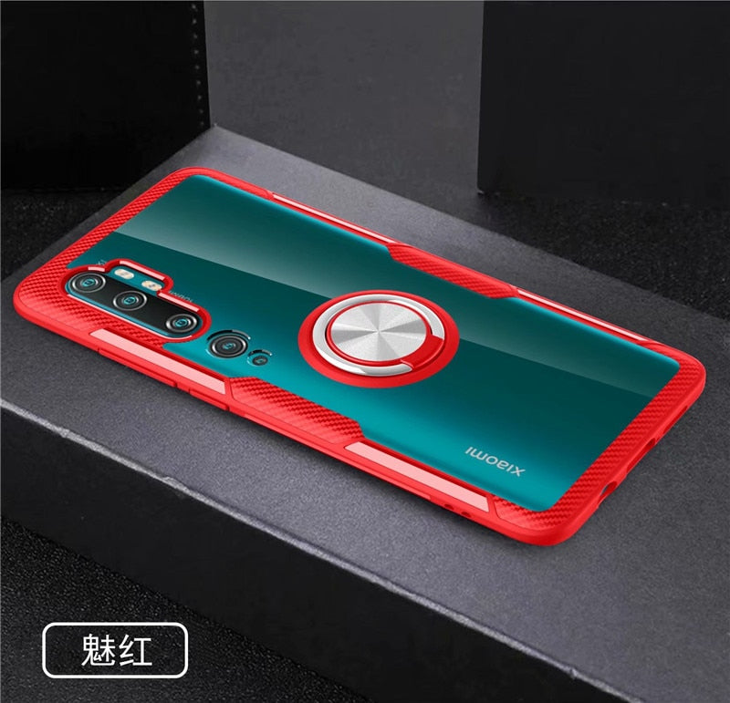 For Xiaomi Mi Note 10 Mi10 Pro Case Car Magnetic stand Holder Case for Xiaomi CC9 Pro Transparent Clear Glass Back Cover