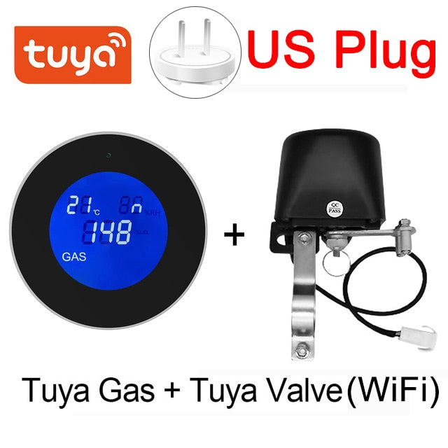 Tuya Wifi Smart Natural Gas Alarm Sensor With temperature function Combustible Gas Leak Detector LCD Display Smart Life App