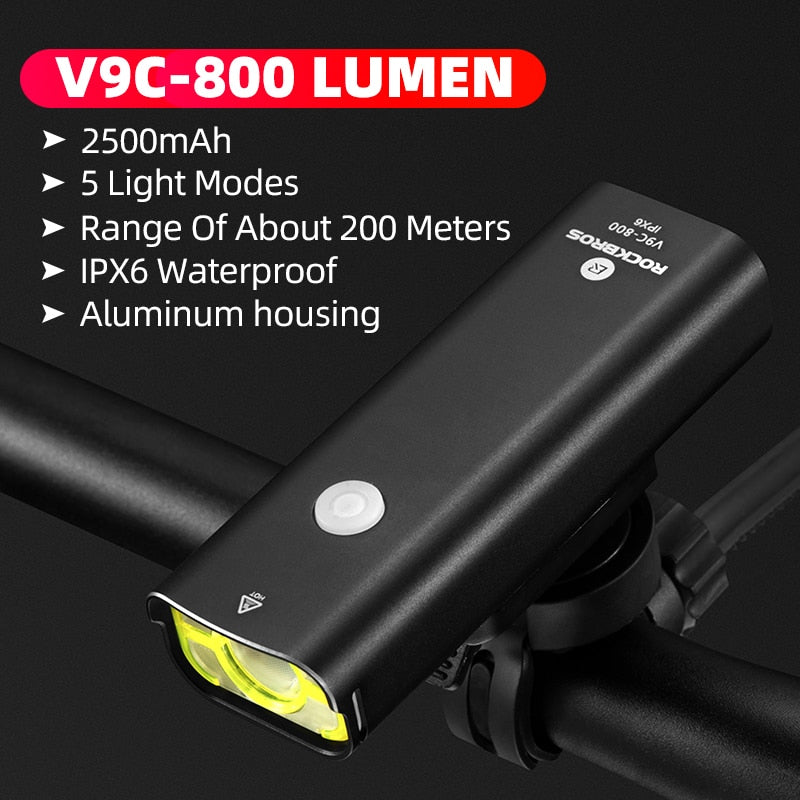 ROCKBROS 2021 Smart Bike Lights Bicycle IPX6 Waterproof Bicycle Light Front USB Rechargeable LED Cycling Light Bike Accessory