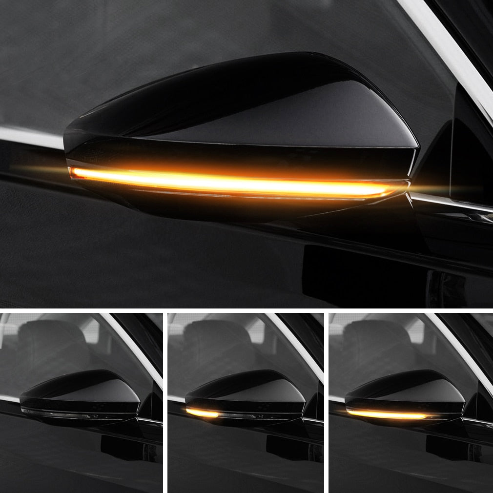 2Pcs Universal Car Rearview Mirror Turn Signal Lights Indicator Lamp Streamer Strip Flowing Dynamic Flexible Side Light Amber
