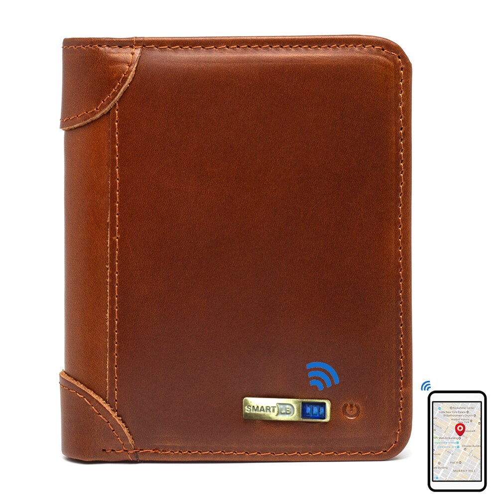 Smart Anti-lost wallets man genuine leather high quality short wallets purses men's purse Men Coin Purse thin Small Walet Pocket