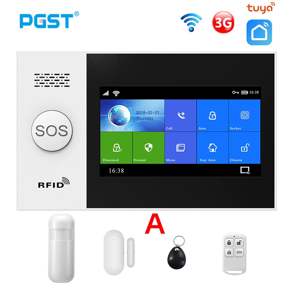 PGST PG107 WiFi 3G 4G GSM Alarm System Home Security with IP Camers PIR Motion Sensor Support Smart Life APP Control