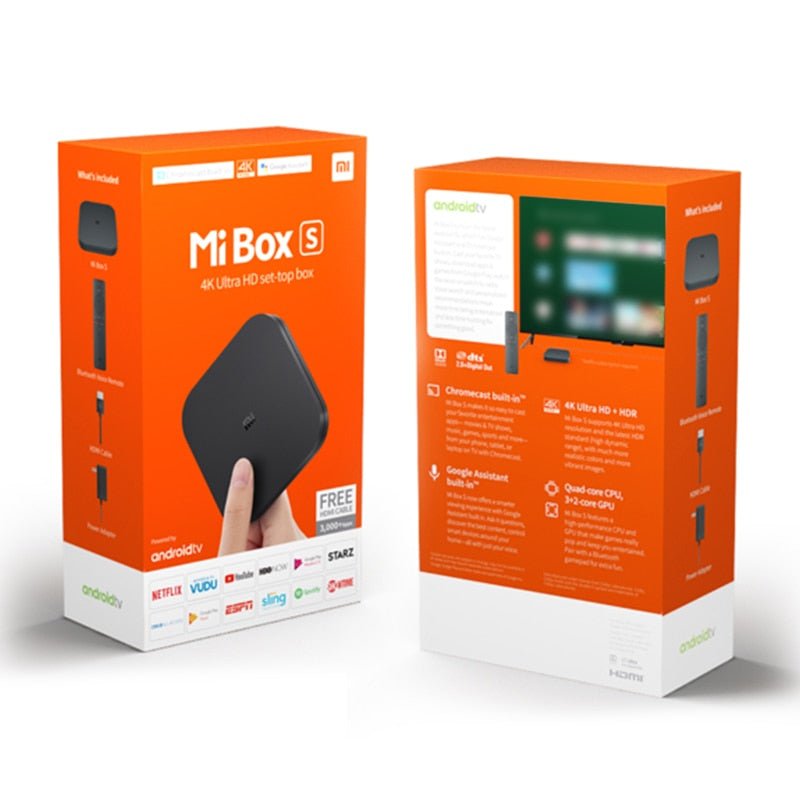 Global Version Xiaomi Mi TV Box S 4K Ultra HD Android TV 9.0 HDR 2GB 8GB WiFi DTS Multi Language Smart Mi Box S Media Player