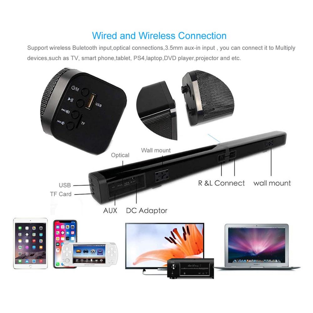 Sounderlink detachable Bluetooth TV Soundbar wireles speaker HiFi tower Audio home theater Sound bar optical for LED TV