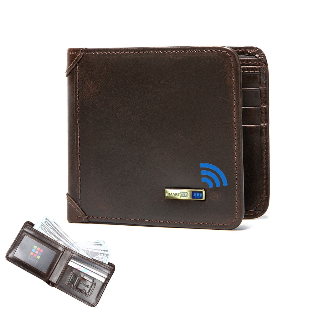 Smart Anti-lost wallets man genuine leather high quality short wallets purses men's purse Men Coin Purse thin Small Walet Pocket
