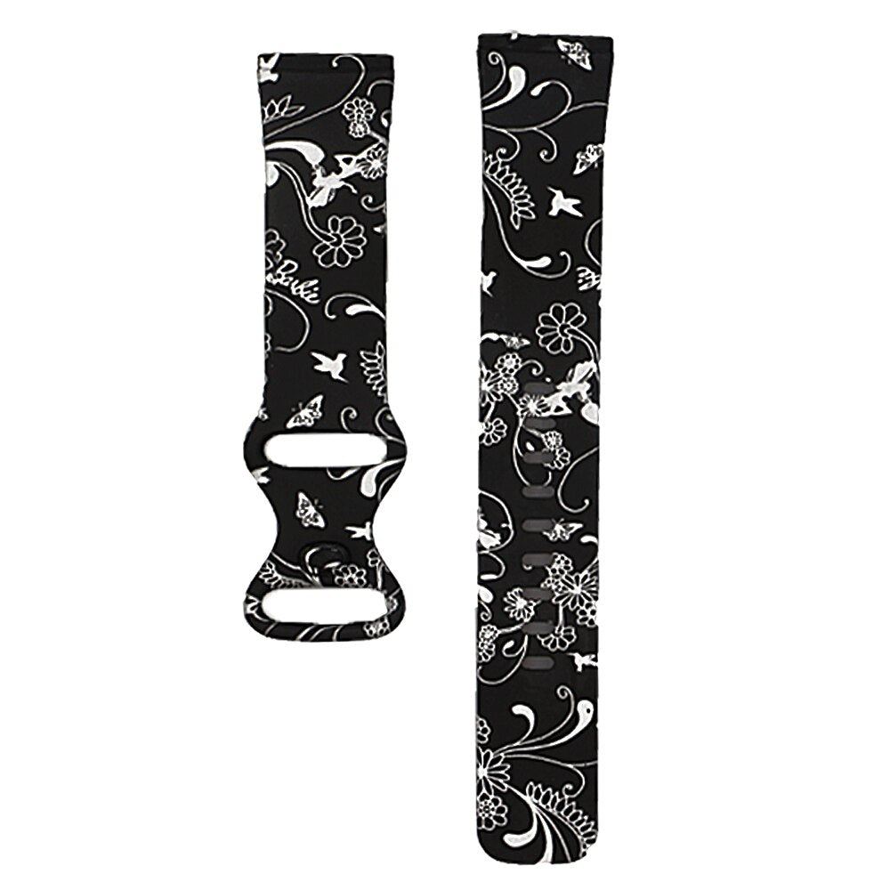 Silicone Pattern Printed Watchband for Fitbit Versa 3 Versa 4 Women Men Floral Bracelet Band for fitbit Sense / sense 2 strap