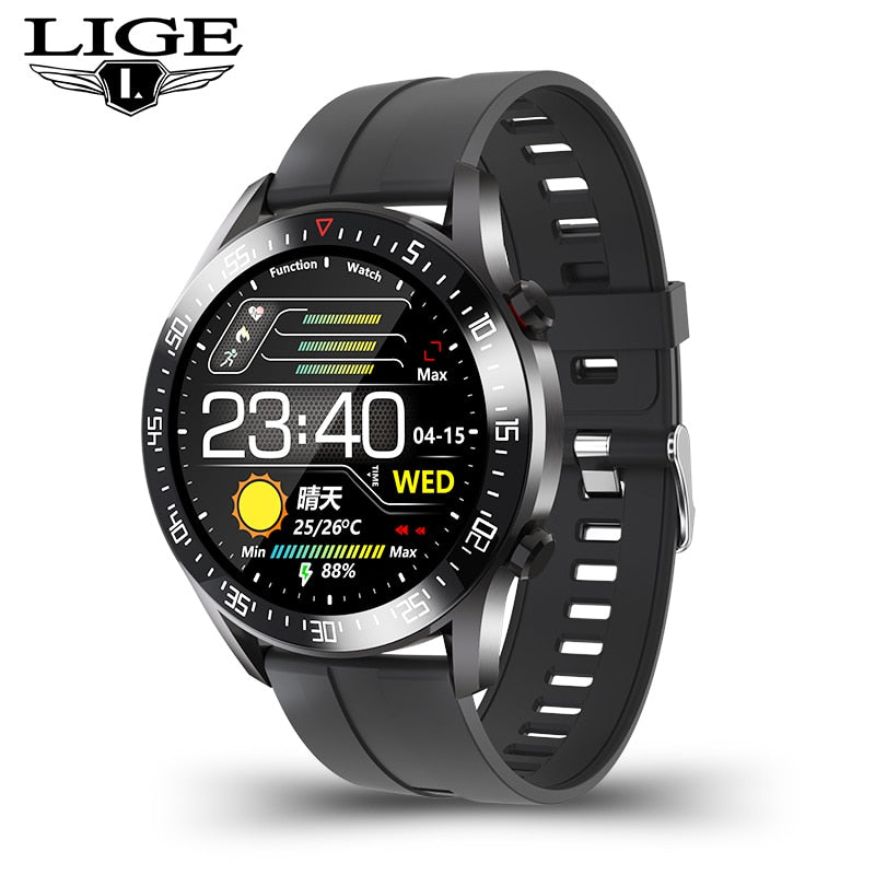 LIGE 2021 Fashion Full Circle Touch Screen Mens Smart Watches IP68 Waterproof Sports Fitness Watch Luxury Smart Watch for men
