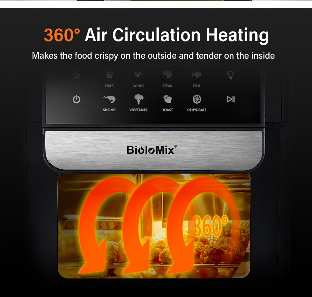 BioloMix Multifunctional 7L Air Fryer without oil electric oven, Dehydrator, Convection Oven, Touch Screen Presets Fry, Roast