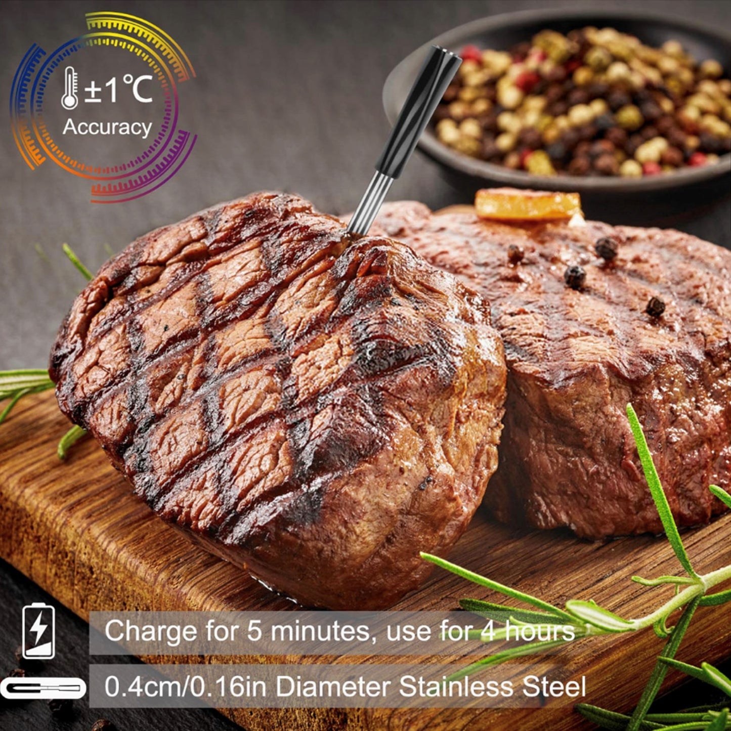 Meat Thermometer Wireless for Oven Grill BBQ Smoker Rotisserie Bluetooth Connect Digital Kitchen Tools Barbecue Accessories