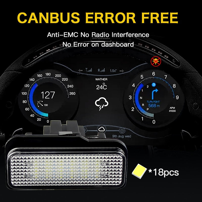2x Fits For Benz C E CLS-Class W203 W211 W219 SMD Rear White Canbus Led License Plate Lights OEM: A2038200256