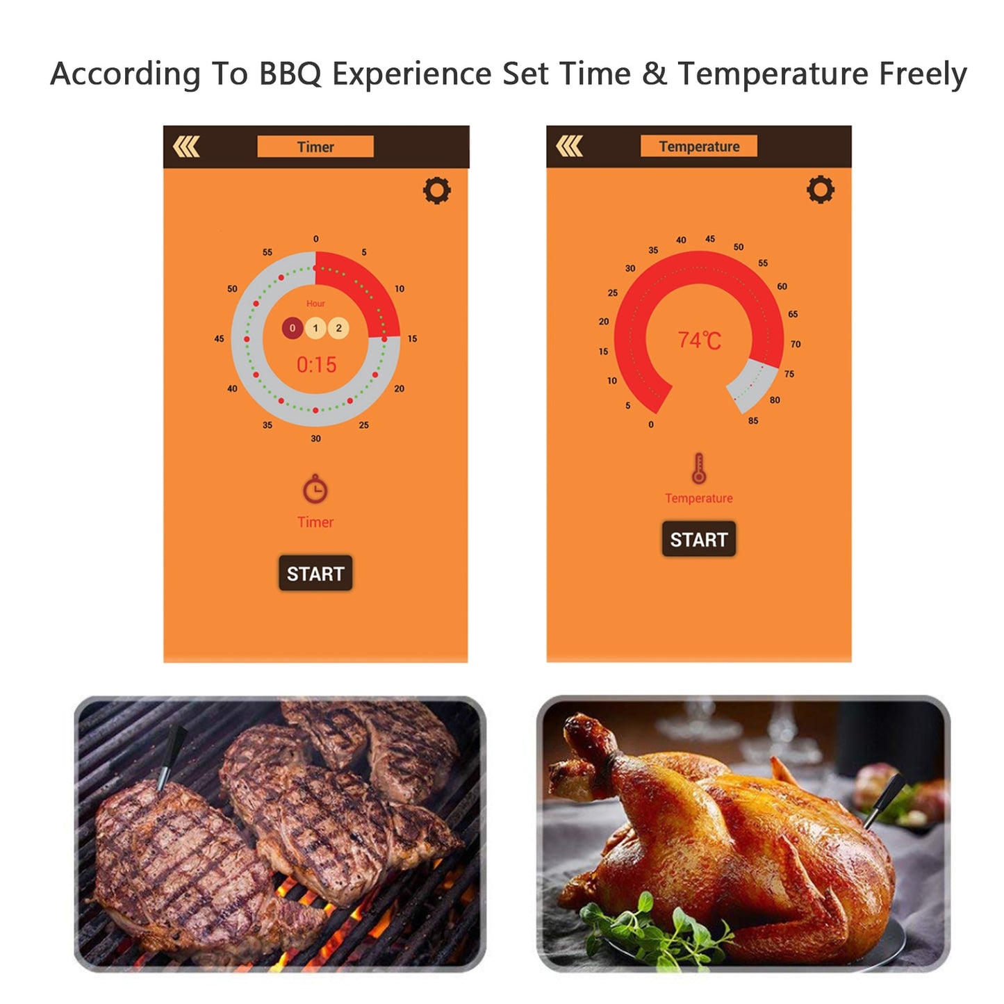 Meat Thermometer Wireless for Oven Grill BBQ Smoker Rotisserie Bluetooth Connect Digital Kitchen Tools Barbecue Accessories