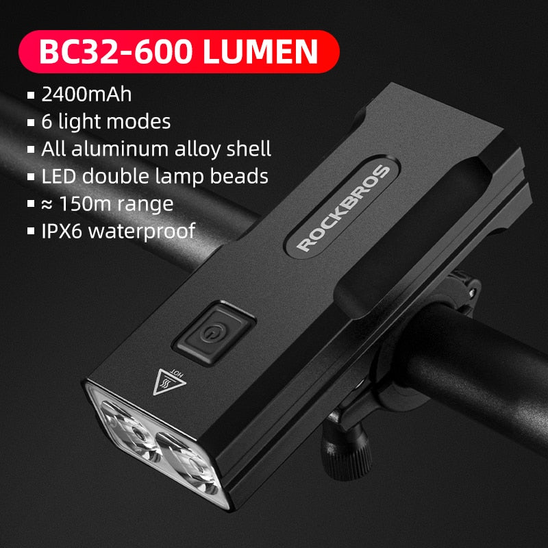 ROCKBROS 2021 Smart Bike Lights Bicycle IPX6 Waterproof Bicycle Light Front USB Rechargeable LED Cycling Light Bike Accessory
