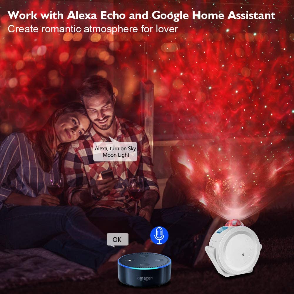 Smart life wifi APP starry sky projector galaxy projector stars moon ocean voice music control LED night light lamp for kid gift
