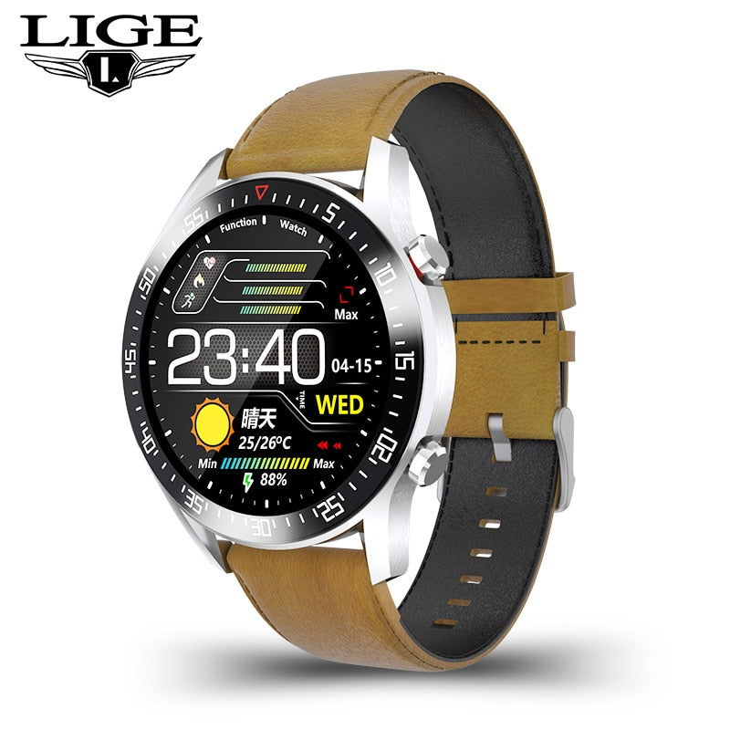 LIGE 2021 Fashion Full Circle Touch Screen Mens Smart Watches IP68 Waterproof Sports Fitness Watch Luxury Smart Watch for men