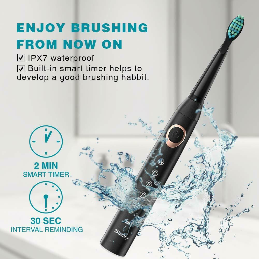 Seago Sonic Electric Toothbrush USB Rechargeable 5 Modes Smart Ultrasonic Toothbrushes Travel Case Oral Care Brush 8 Teeth Heads