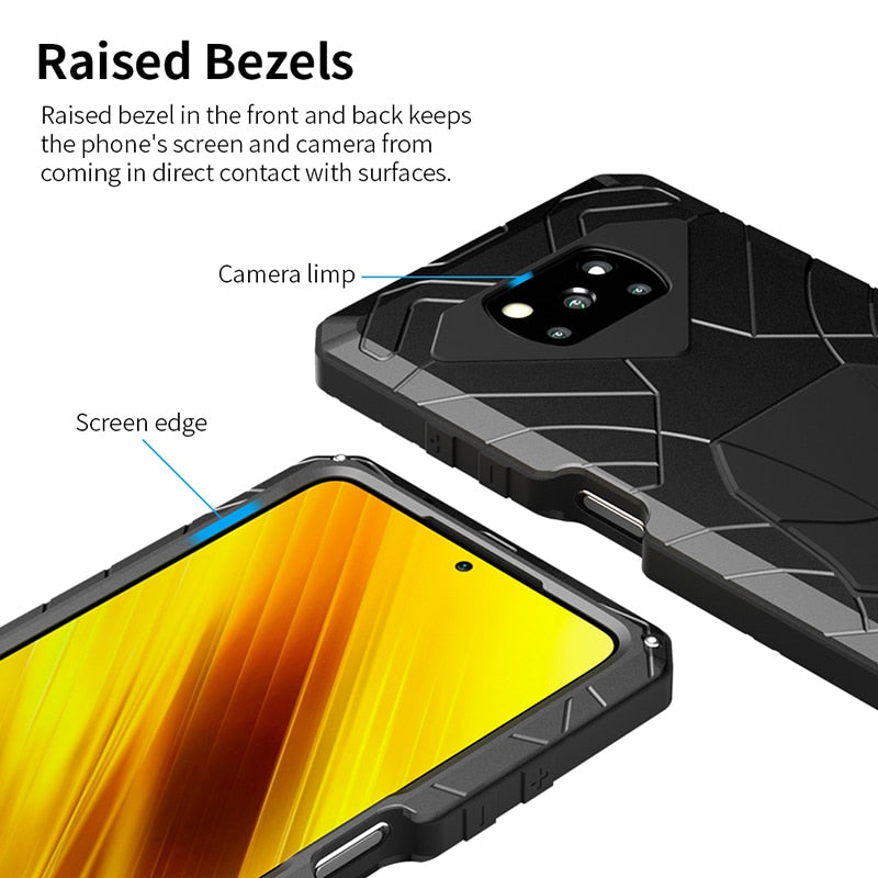 For Xiaomi POCO X3 NFC Pro Case Tempered Glass Heavy Duty Protection Armor Shockproof Hard Aluminum Metal Pocox3 Phone Cases
