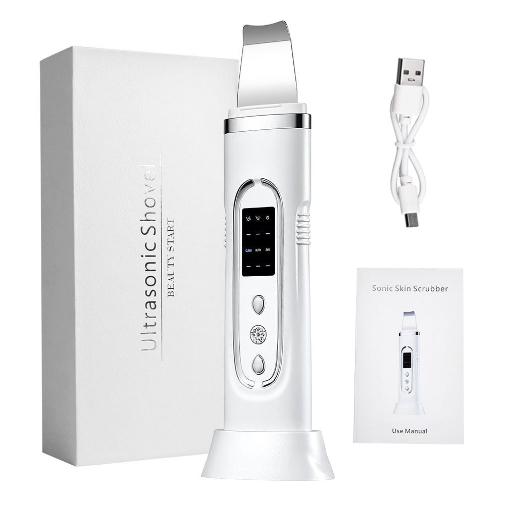 Ultrasonic Skin Scrubber Electric Facial Cleansing Pore Deep Cleaner Acne Blackhead Remover Peeling Shovel Device Beauty Machine