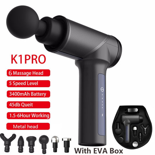 Massage gun in use - targeting muscle recovery and pain relief therapy.
