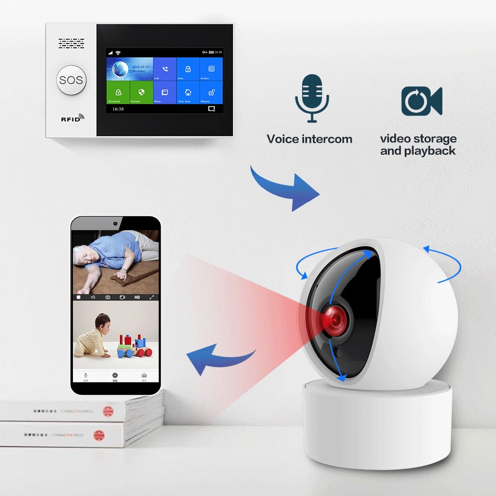 PGST PG107 WiFi 3G 4G GSM Alarm System Home Security with IP Camers PIR Motion Sensor Support Smart Life APP Control