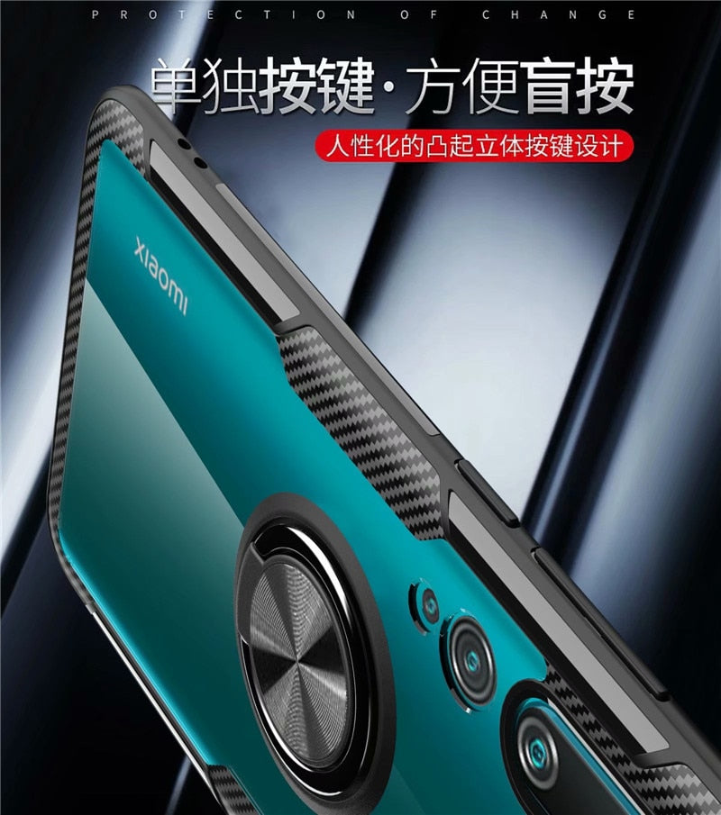 For Xiaomi Mi Note 10 Mi10 Pro Case Car Magnetic stand Holder Case for Xiaomi CC9 Pro Transparent Clear Glass Back Cover