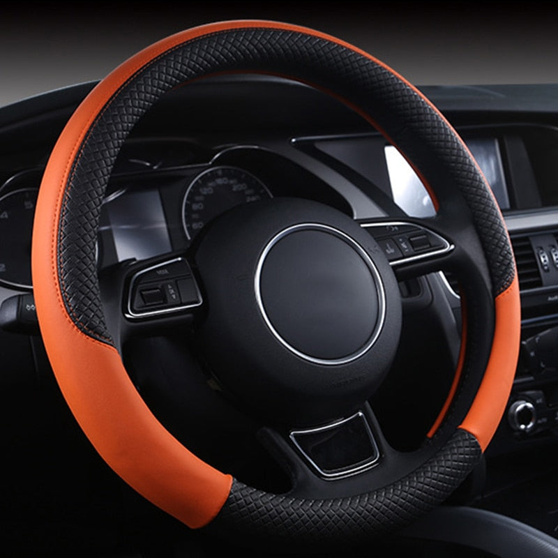 Universal Car Steering Wheel Braid High Quality Leather Anti-Slip 8 Color Car Steering Wheel Cover Car-styling Auto Accessories