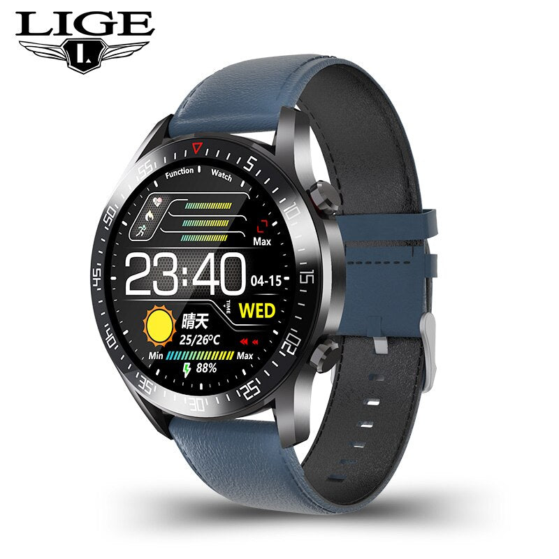 LIGE 2021 Fashion Full Circle Touch Screen Mens Smart Watches IP68 Waterproof Sports Fitness Watch Luxury Smart Watch for men