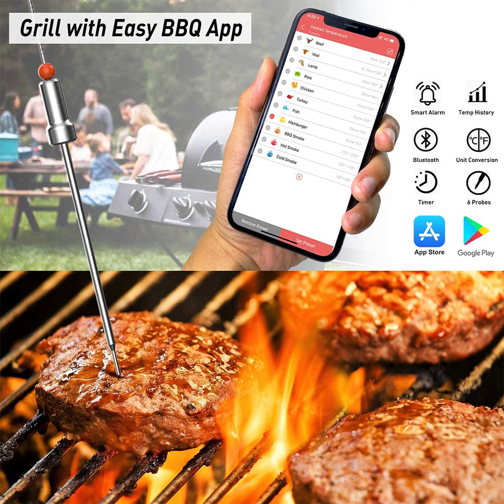 AidMax WR01 Digital Wireless BBQ Meat Thermometer Grill Oven Thermomet With Stainless Steel Probe Cooking Kitchen Thermometer
