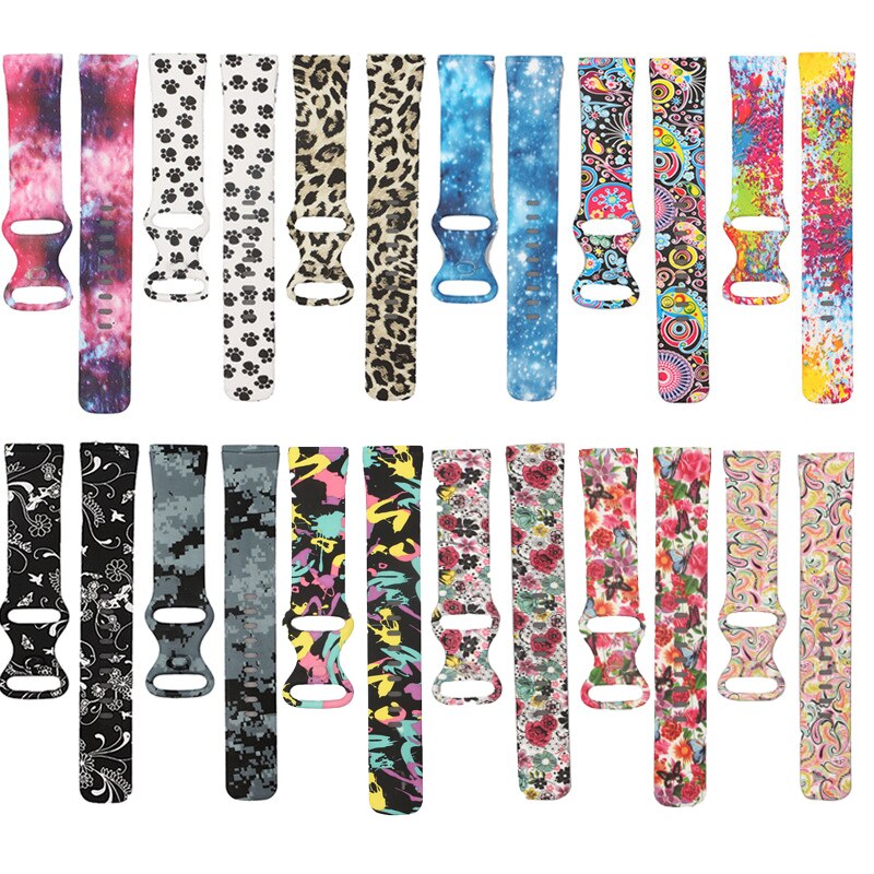 Silicone Pattern Printed Watchband for Fitbit Versa 3 Versa 4 Women Men Floral Bracelet Band for fitbit Sense / sense 2 strap