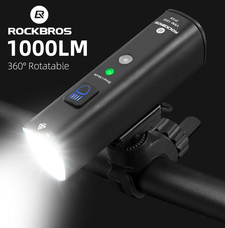 ROCKBROS 2021 Smart Bike Lights Bicycle IPX6 Waterproof Bicycle Light Front USB Rechargeable LED Cycling Light Bike Accessory
