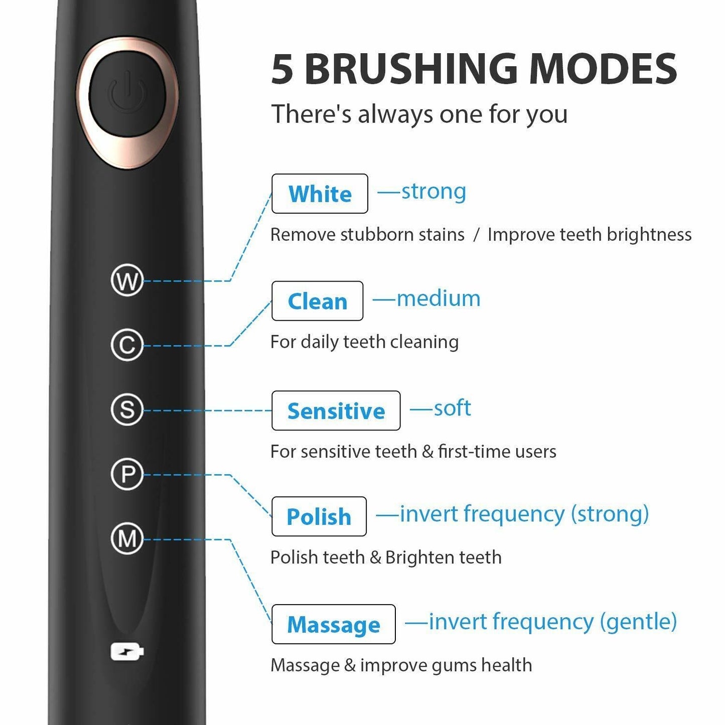 Seago Sonic Electric Toothbrush USB Rechargeable 5 Modes Smart Ultrasonic Toothbrushes Travel Case Oral Care Brush 8 Teeth Heads