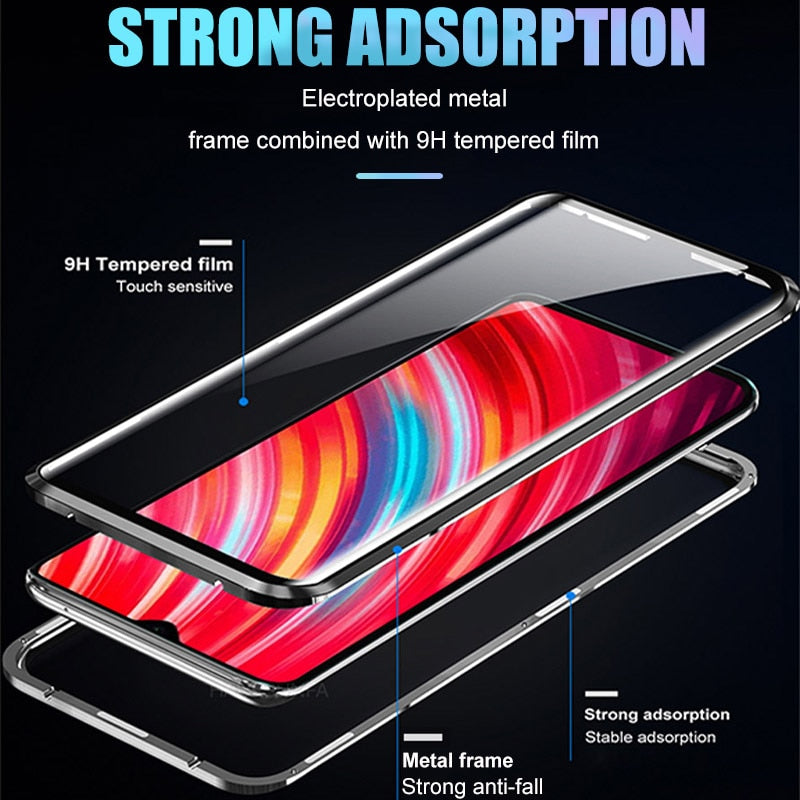 360 Full Protection Flip Magnetic Double Side Glass Case For Xiaomi Mi 8 9 SE 9T 10T 10 Pro CC9E 11 Lite A3 Poco M3 F3 Cover