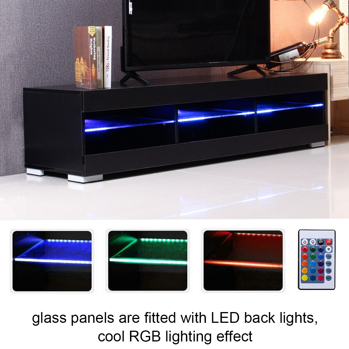 57'' TV Cabinet Modern LED TV Stands Living Room Furniture Detachable TV Unit Bracket with 6 Open Drawers Home Furnishings