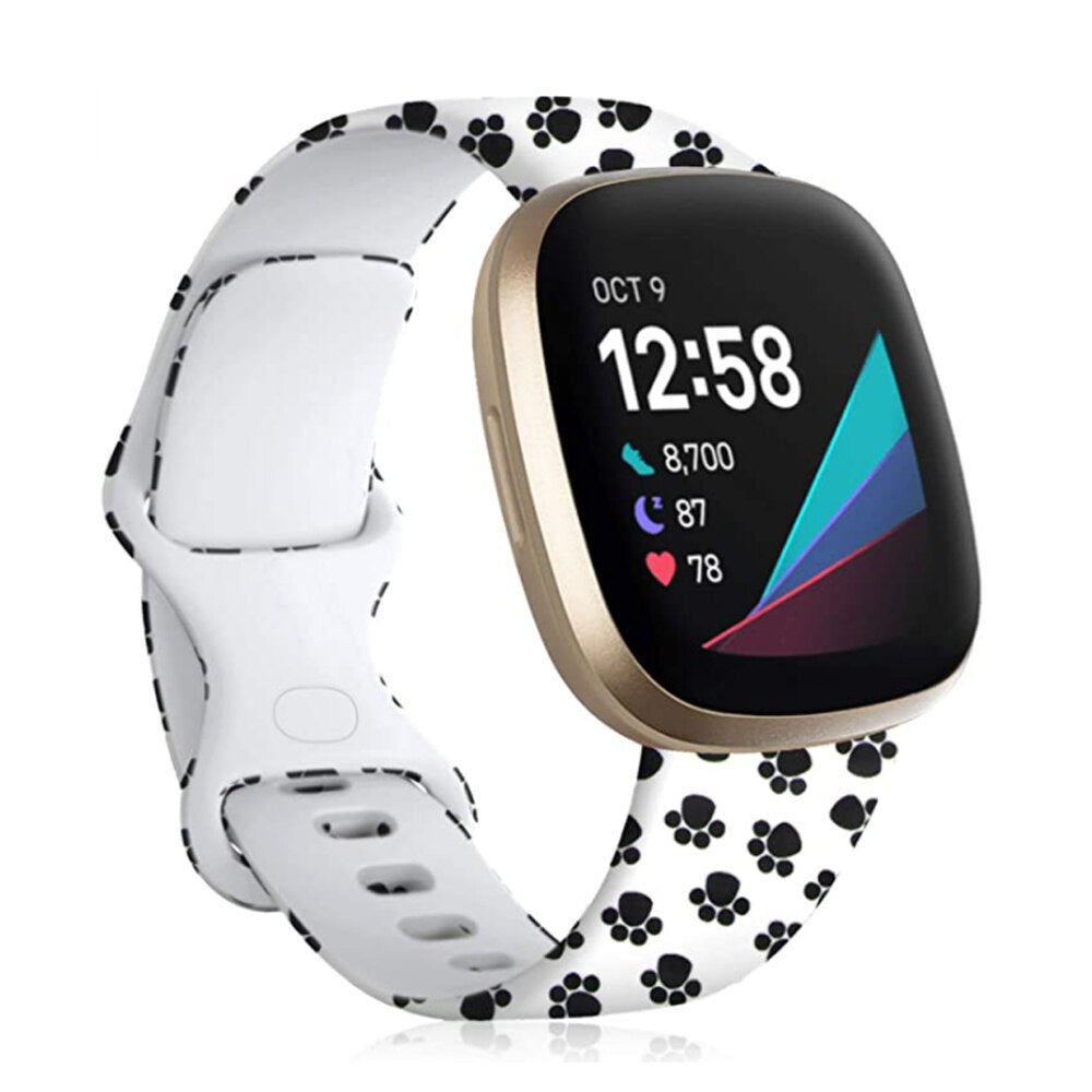 Silicone Pattern Printed Watchband for Fitbit Versa 3 Versa 4 Women Men Floral Bracelet Band for fitbit Sense / sense 2 strap