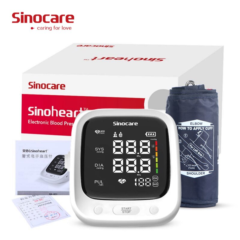 Adjustable Cuff 2-Users Mode Sinocare sphygmomanometer Arm Blood pressure monitor Professional Digital Blood pressure monitor